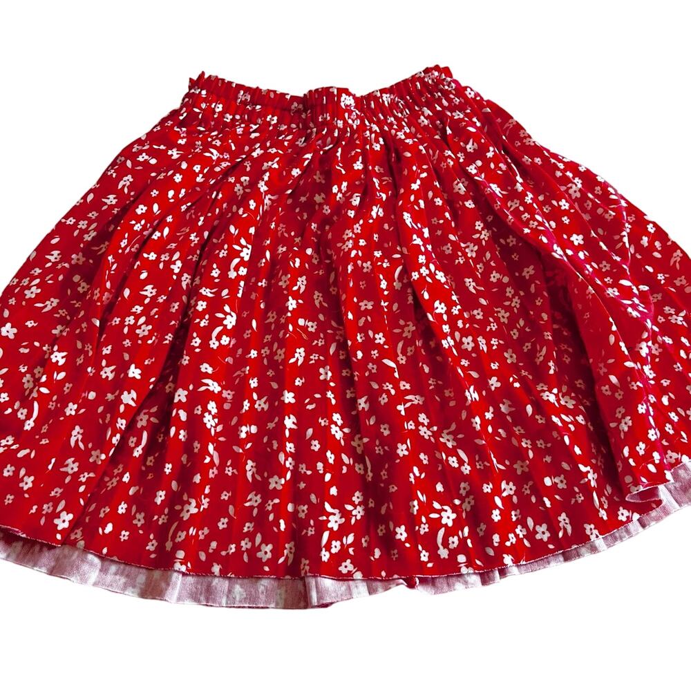 Zara girls red orange floral pleated skirt size 10